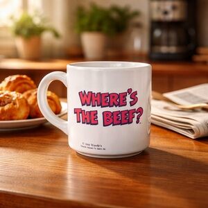 Where’s the Beef 1984 Wendy’s 10 OZ. Ceramic Novelty Coffee Cup
